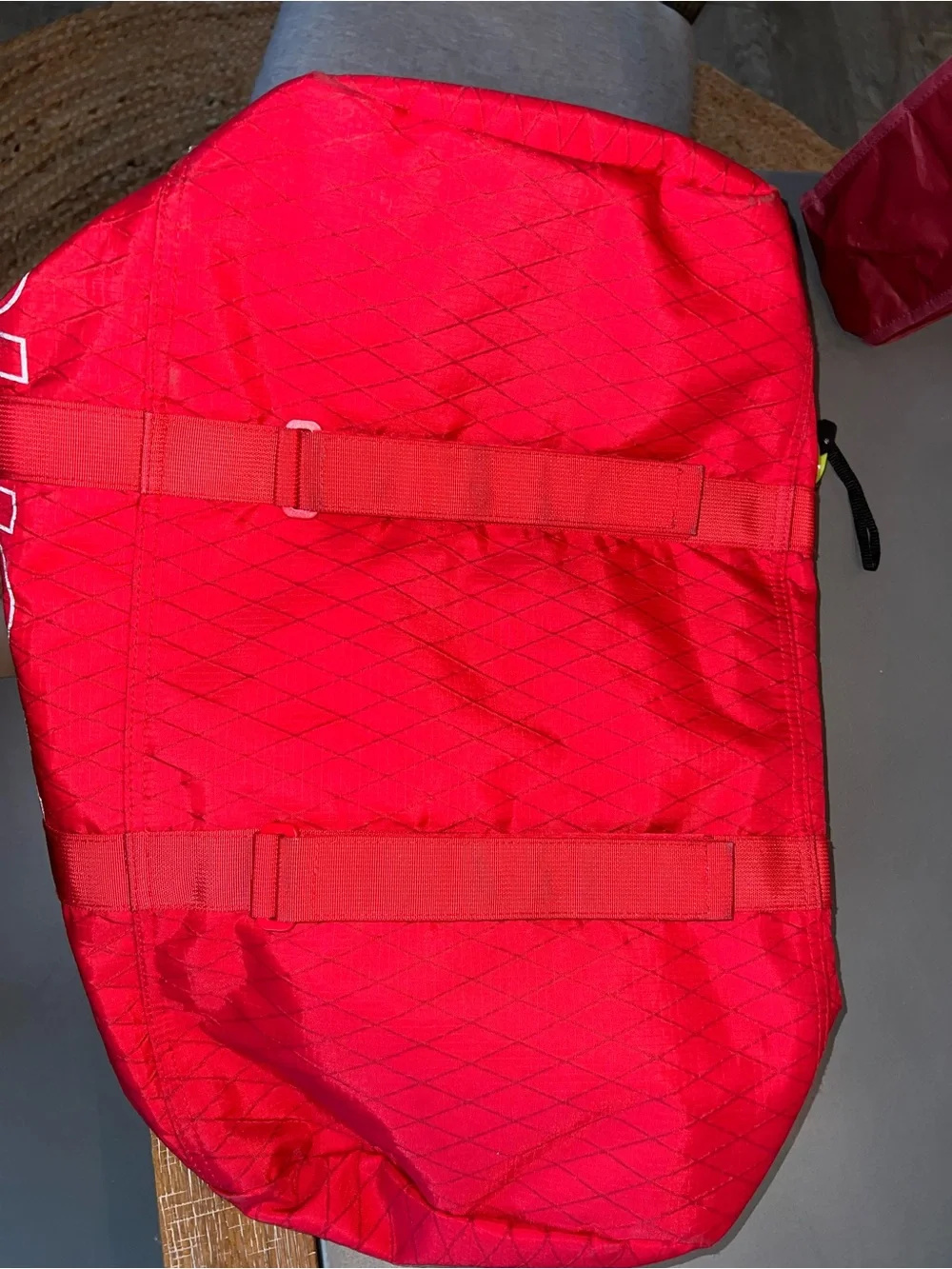 Supreme Red Duffel Bag with Shoulder Strap